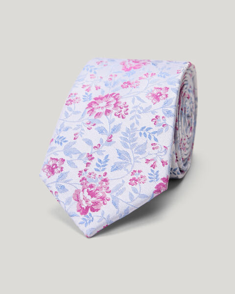 Floral Jacquard Silk Tie, Pink, hi-res